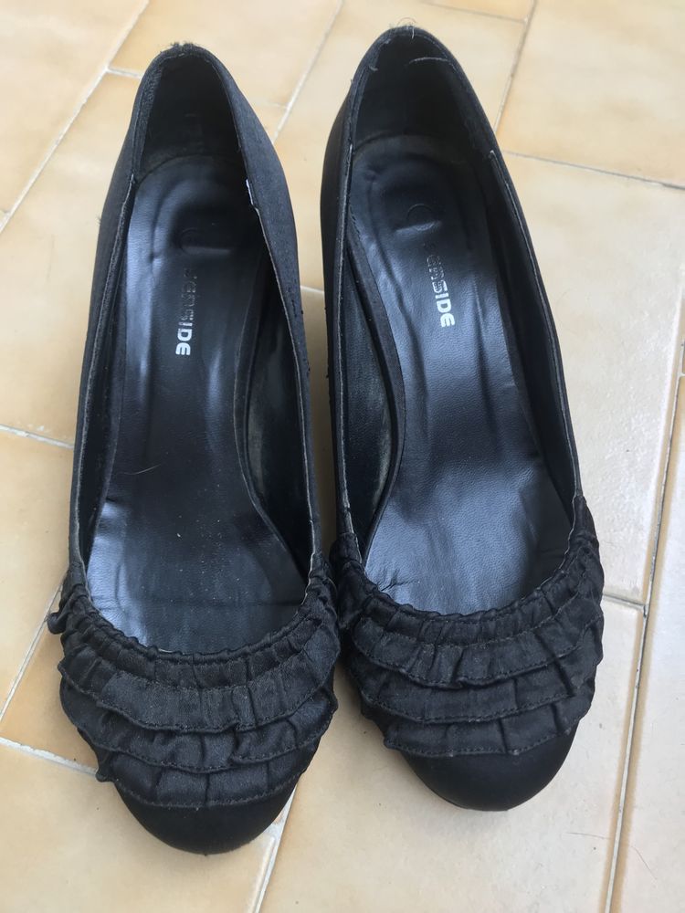 Sapatos pretos cetim SEASIDE