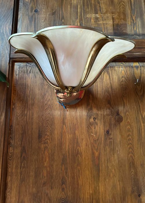 Vintage duży kinkiet Art Nouveau, Lotus Lamp