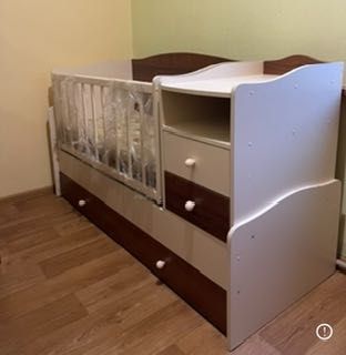 Кроватка ліжечко-трансформер 4 в 1 з ящиками, маятником (0-10р)