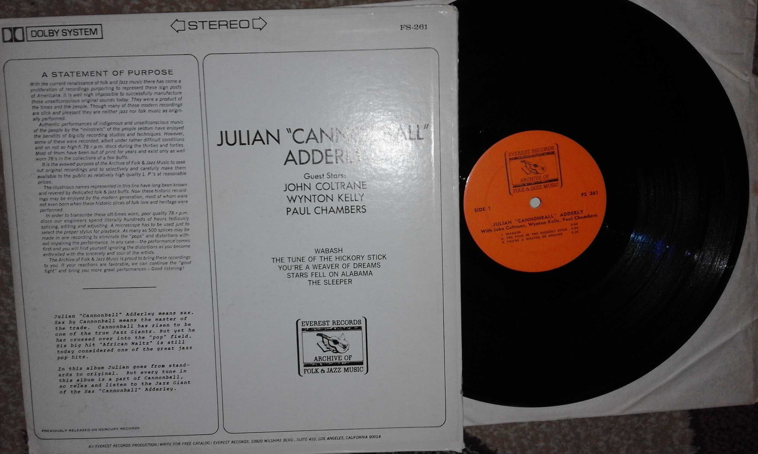 lp Jazz Julian "Cannonball" Adderly  & John Coltrane  пластинка.