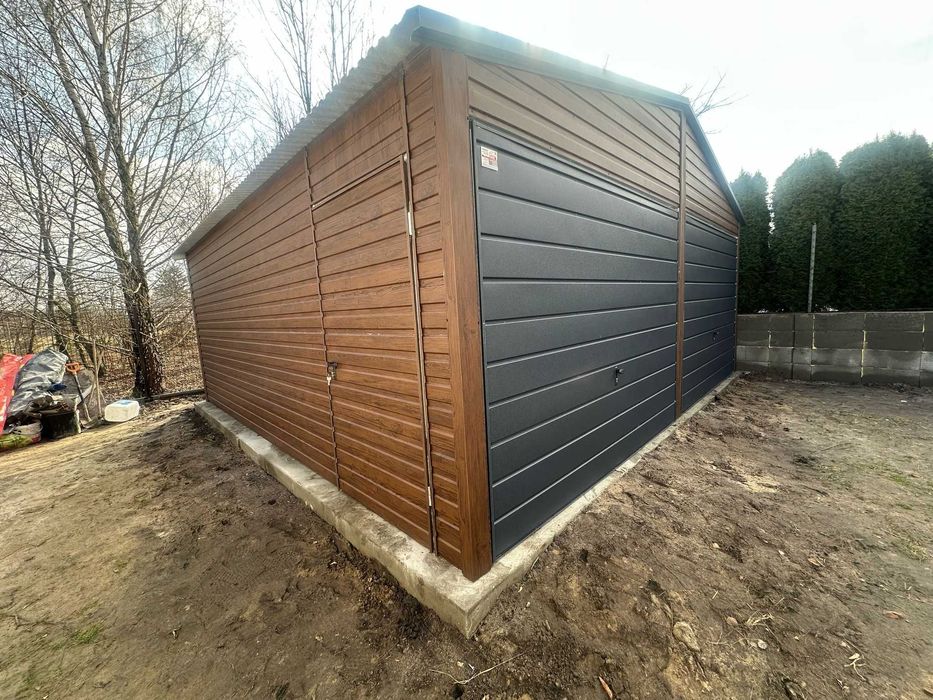 Garaż blaszak 6x5 dwuspad automat Wiata blaszana Producent Garaże 7x5