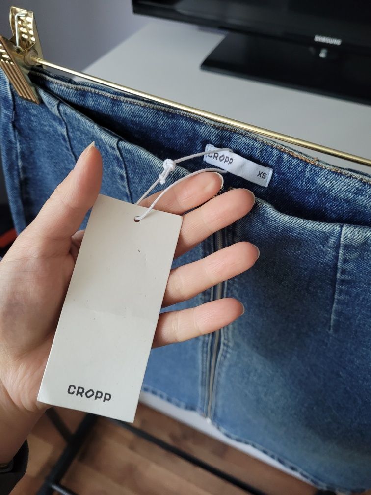 Nowa obcisła mini spódniczka z zamkiem denim cropp xs 36