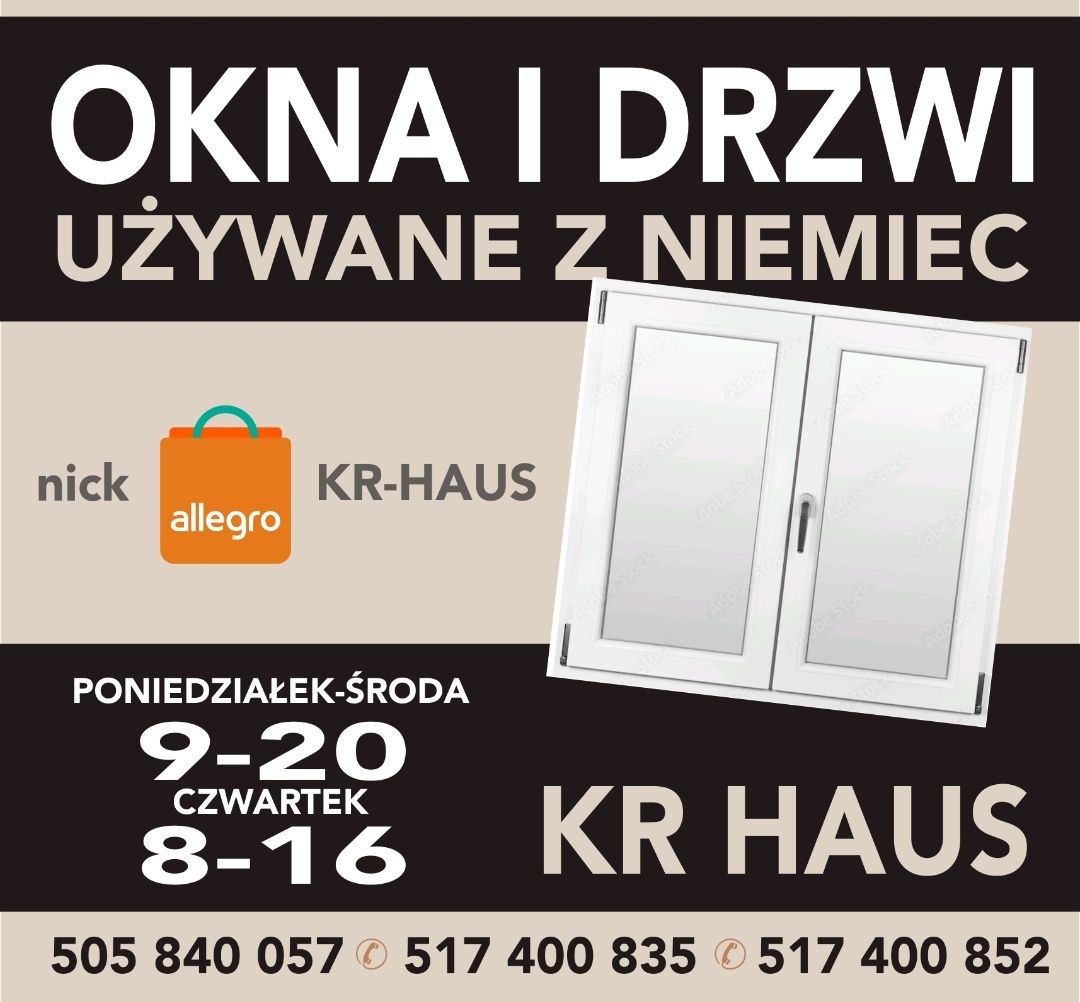 KR HAUS Drzwi 90x200 zewnętrzne 3 szybowe pcv nowe białe POZNAŃ