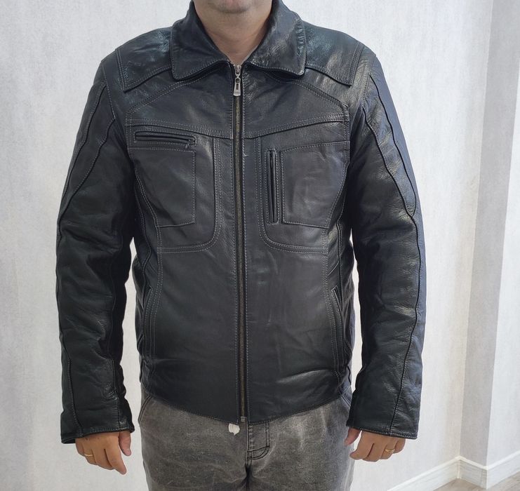 Чоловіча шкіряна дублянка, зимова куртка