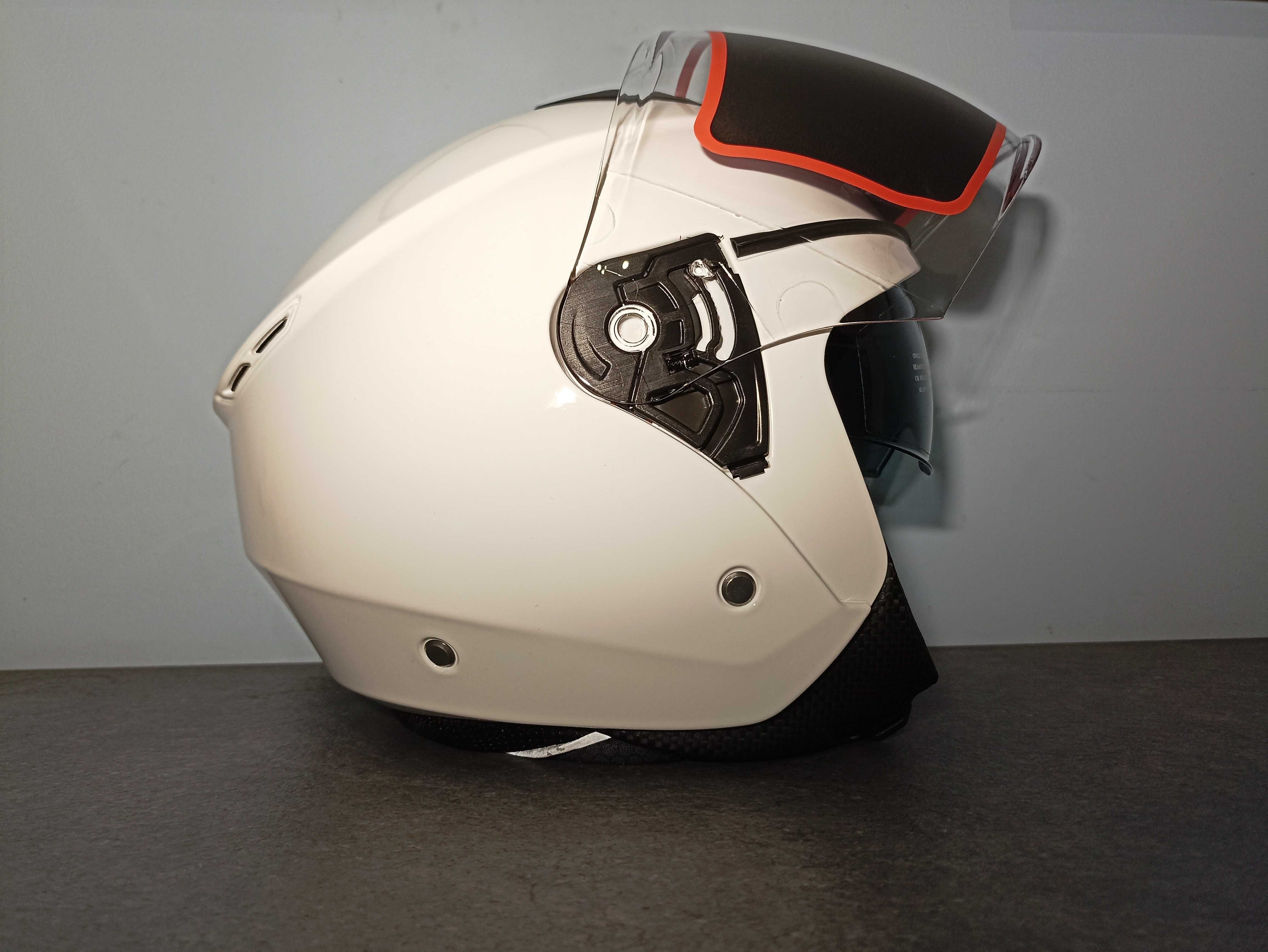 Nowy otwarty kask motocyklowy - LAZER - LZR - biały połysk - rozm. XL