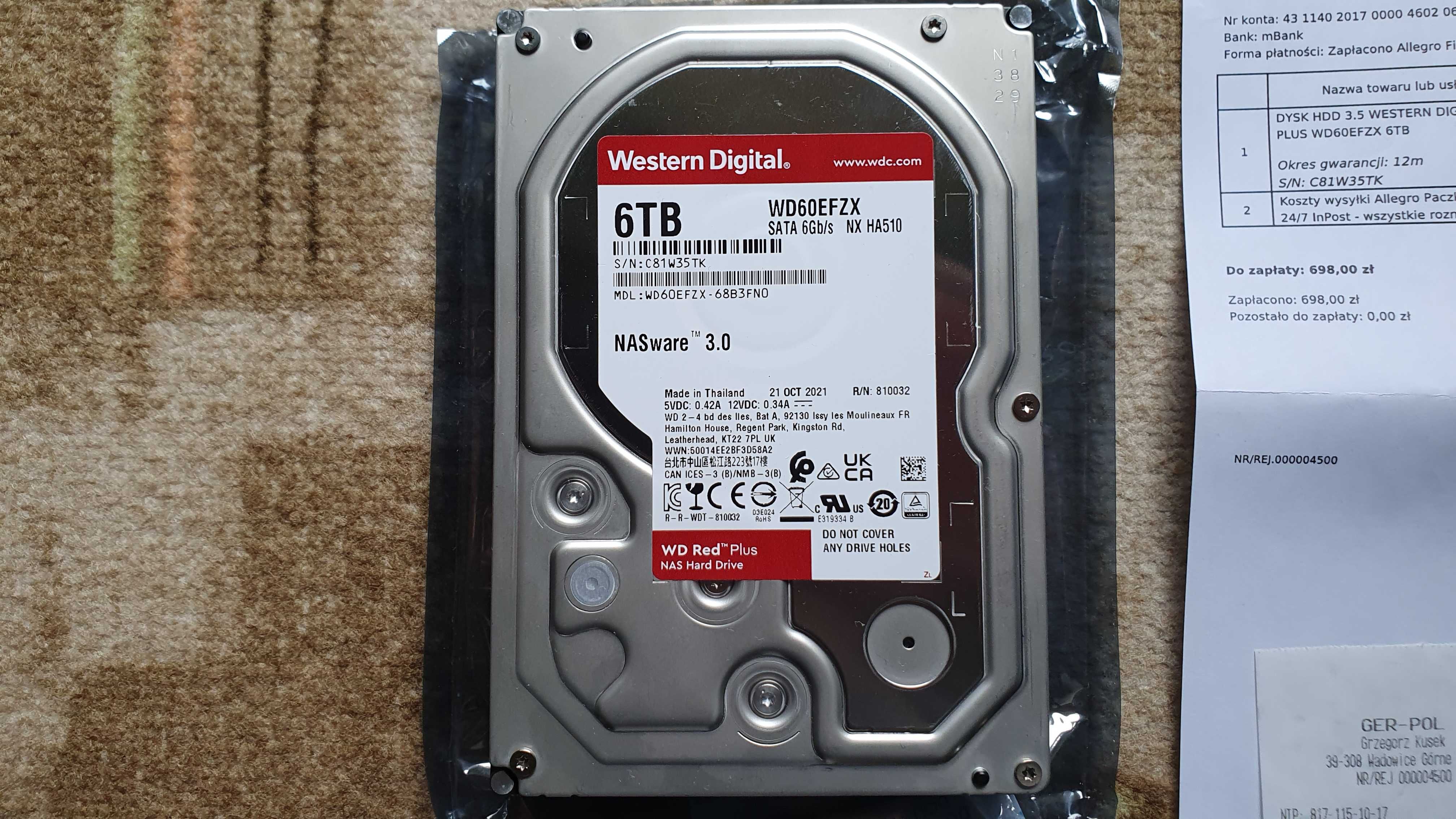 WD Red Plus 6TB Efzx Cmr Faktura / GW #1