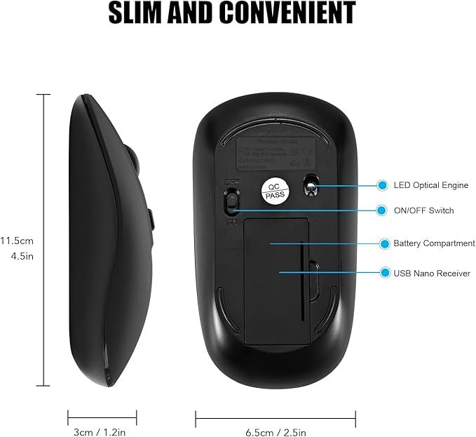 Cimetech Mysz Bezprzewodowa 2.4Ghz Cicha 1600Dpi Usb Slim