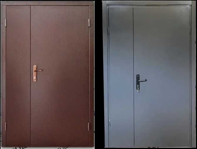 Технічні металеві вхідні двері в будинок госпблок з ДСП накладками