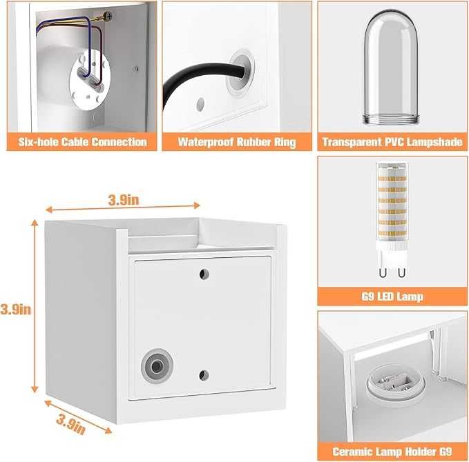 Zestaw 2 lamp ściennych zewnętrze wewnętrzne z wymienną żarówką G9 457