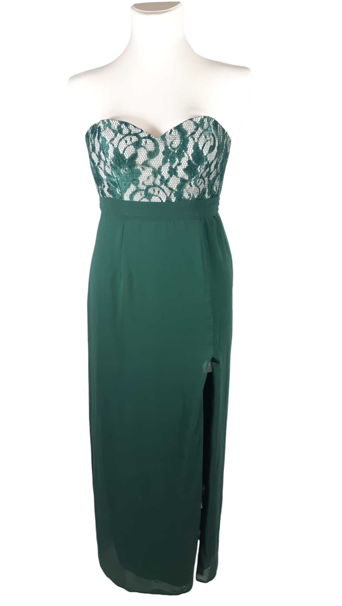 Nowa elegancka zielona wieczorowa długa sukienka Elise Ryan 38,M/40,L