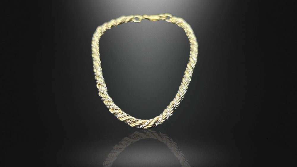 Bransoletka złota 14K (żółte + białe) splot Kordel