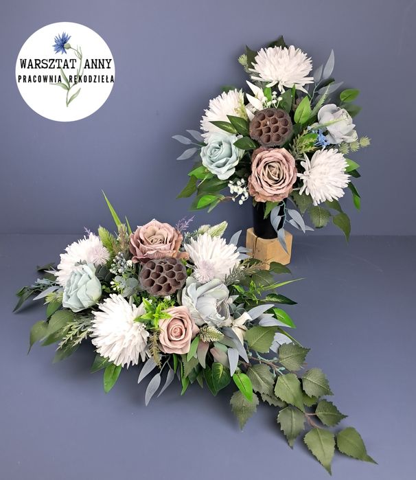 Warsztat Anny stroik na cmentarz  bukiet róże chryzantemy