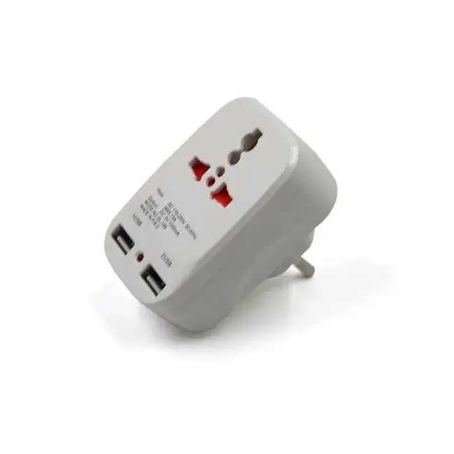 Зарядний адаптер + розетка перехідник 3 в 1 на 2 USB (заряджання)