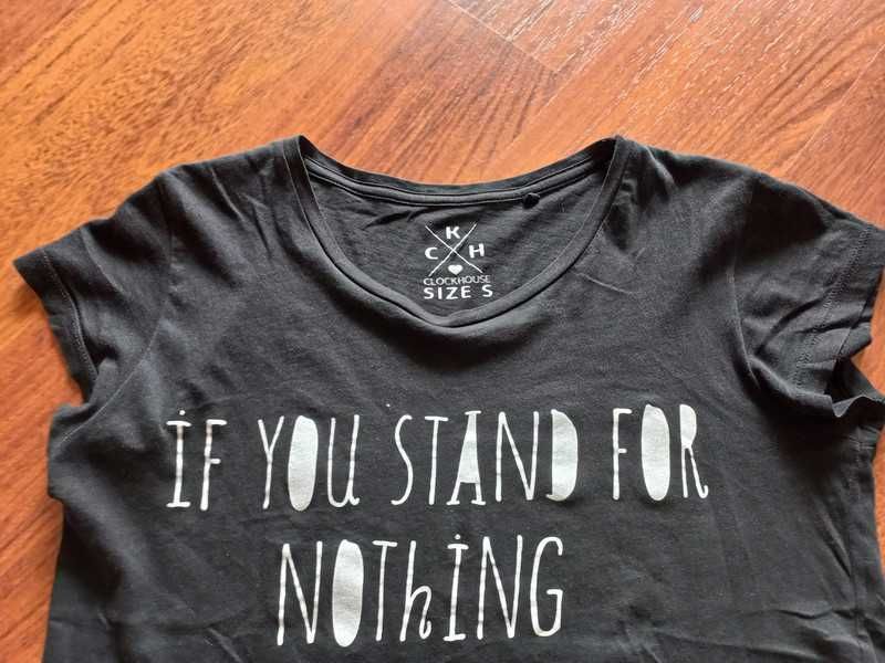 T-shirt czarny z nadrukiem, S