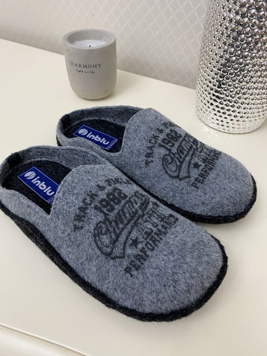 Мужские тапочки войлочные от Inblu серый коричневый Тихий ход