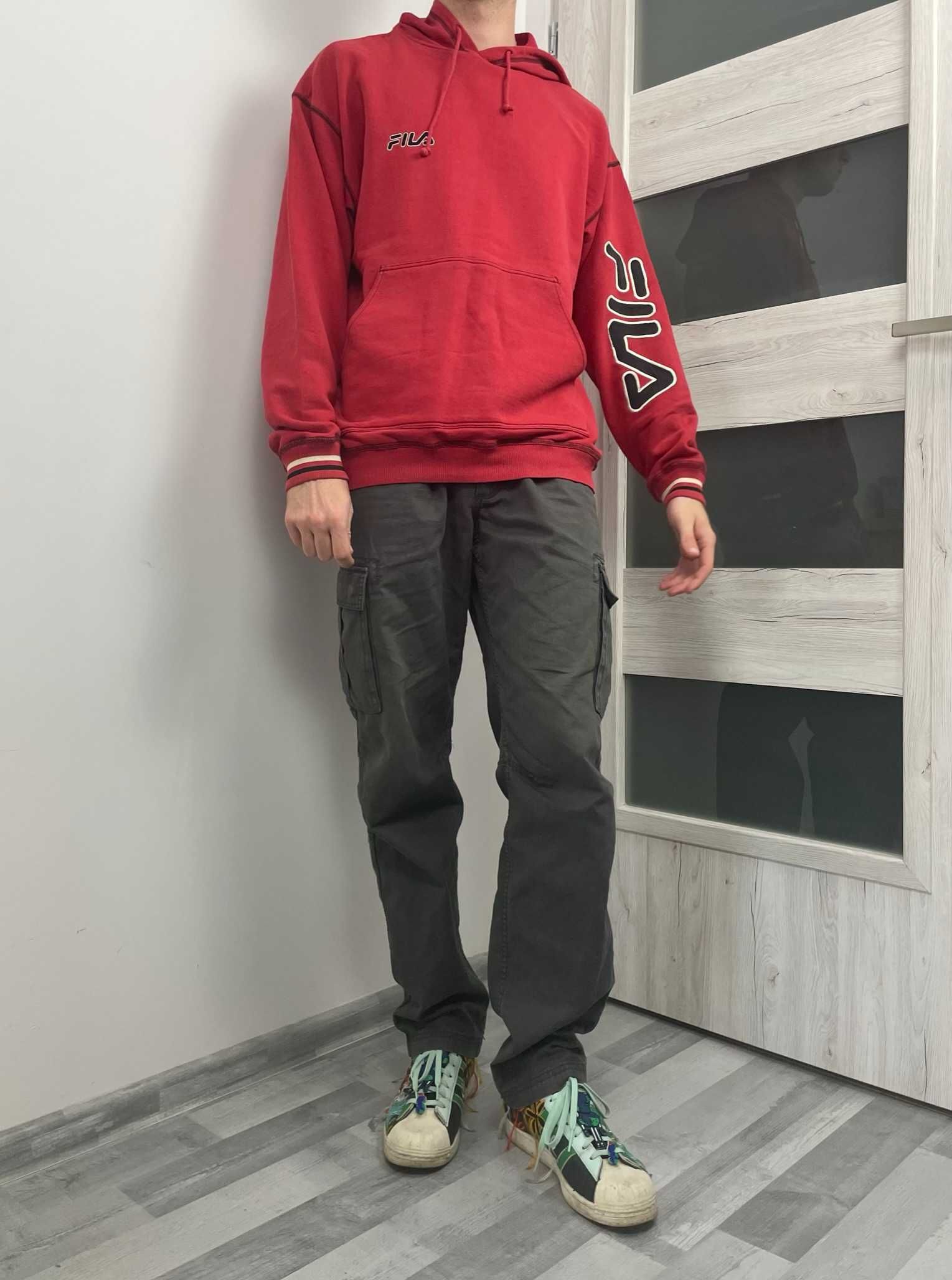 Fila hoodie bluza z kapturem z dużym nadrukiem vintage retro 90s