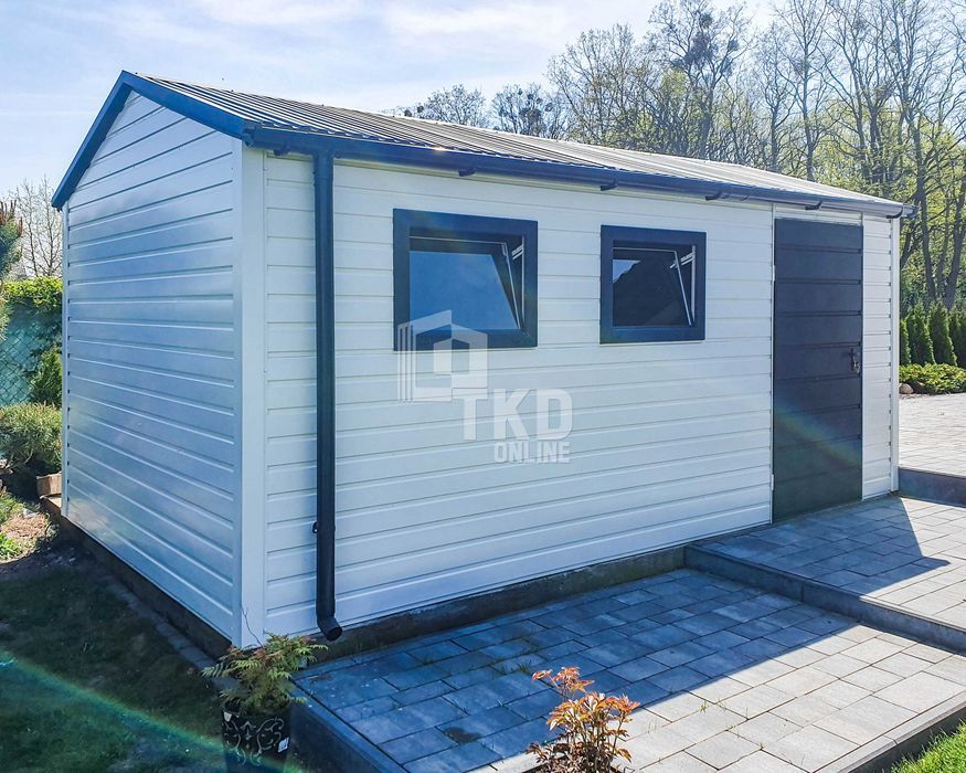Schowek Domek Ogrodowy 4X5M Drzwi 2X Okno Biały Antracyt Rynny Tkd245