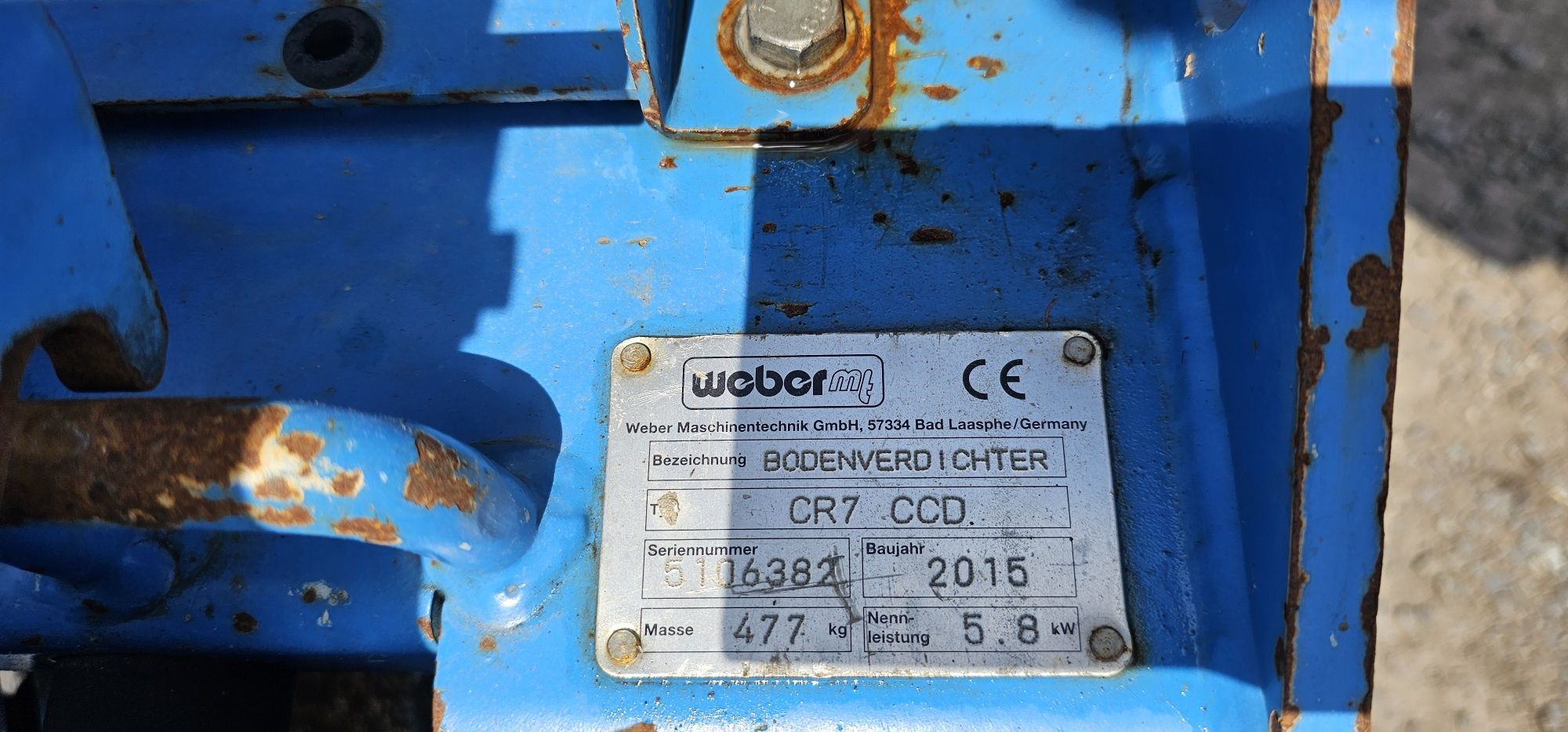 Zagęszczarka gruntu Weber CR7 Wacker 6555 bomag