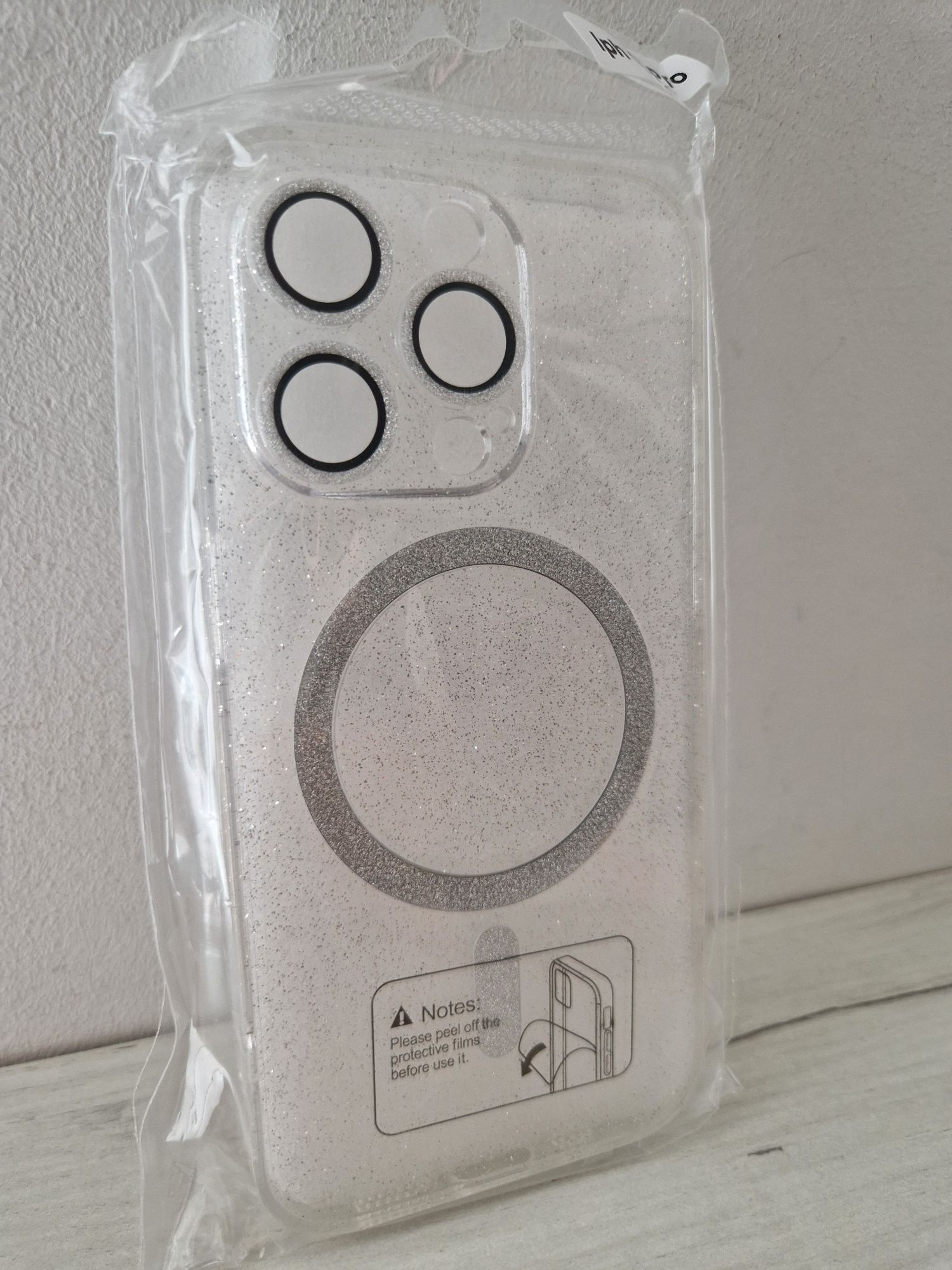 Glitter Magsafe Case do Iphone 15 Pro przezroczysty