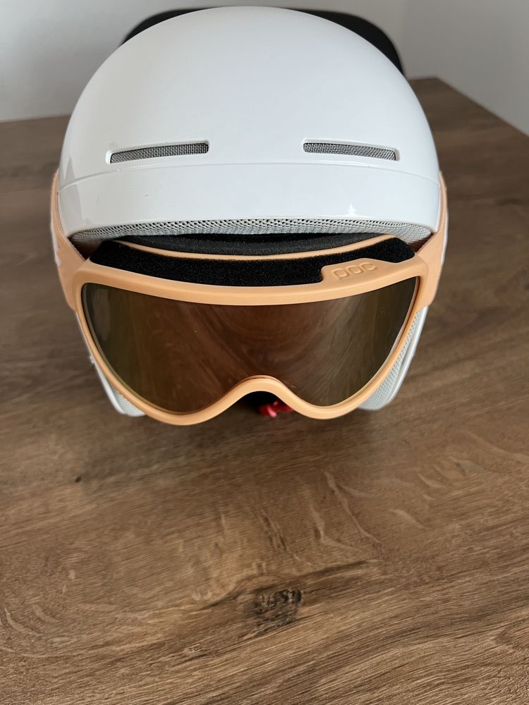 POC rozmiar XS biały kask + gogle