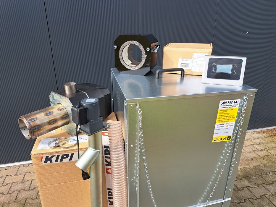 Zestaw 10 kW Kipi Palnik podajnik Kosz sterownik do przeróbki na pelet