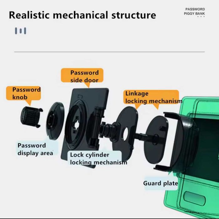 НОВЫЙ Детский Сейф копилка для хранения денег/монет с кодом блокировки