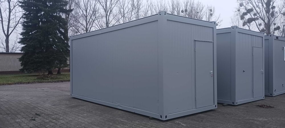 Kontener biurowy socjalny 20 - z przedsionkiem, lodówką oraz szafkami