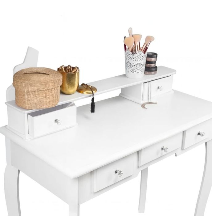 Toaletka kosmetyczna z taboretem elegancka, biała