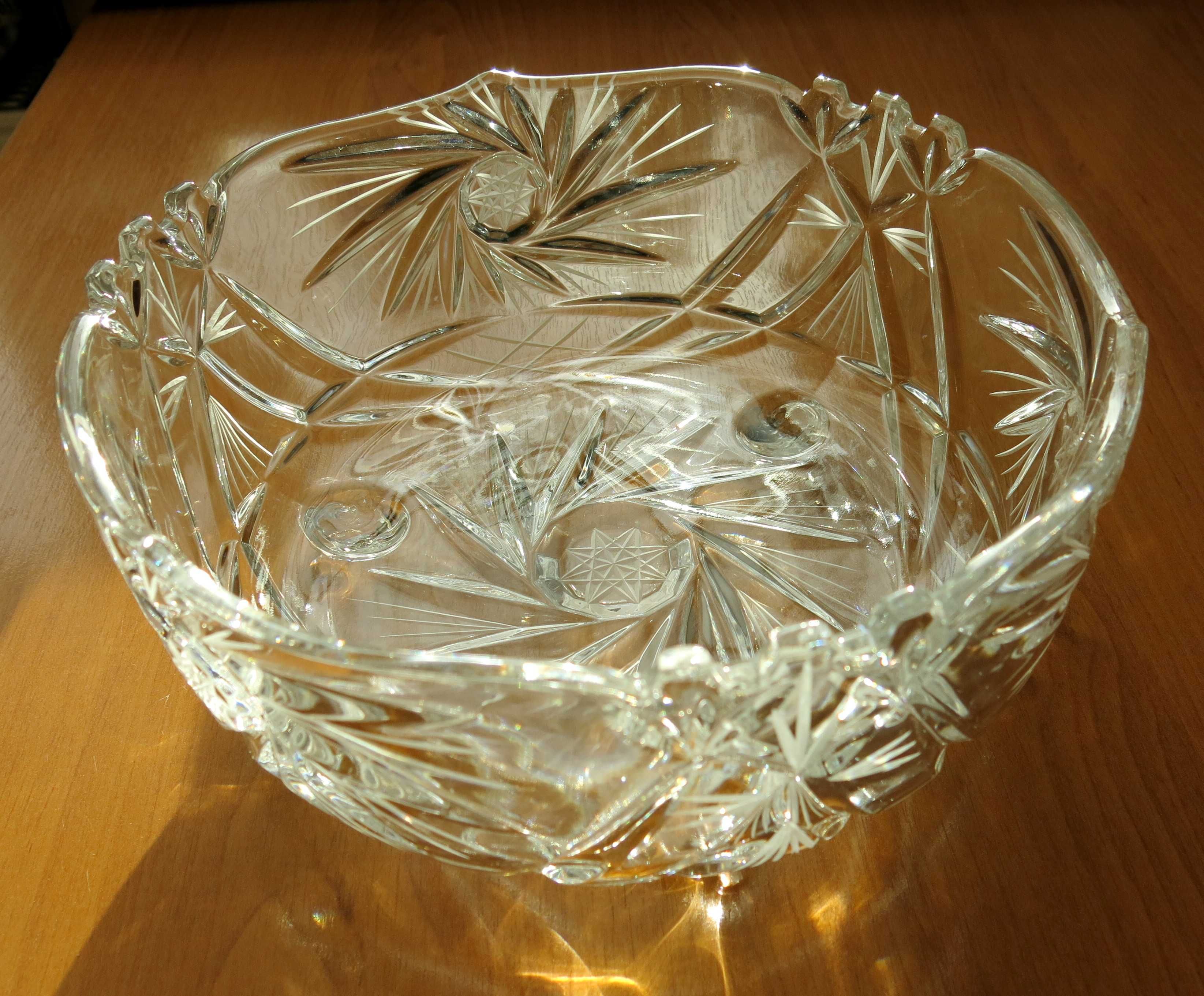 Kryształ, owocarka, duża misa kryształowa na nóżkach - 22 cm