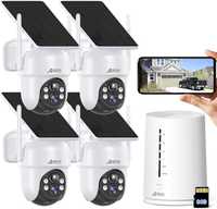 Kit CCTV 4 câmaras 4MP rotativas solar 360º com bateria WiFi noturna