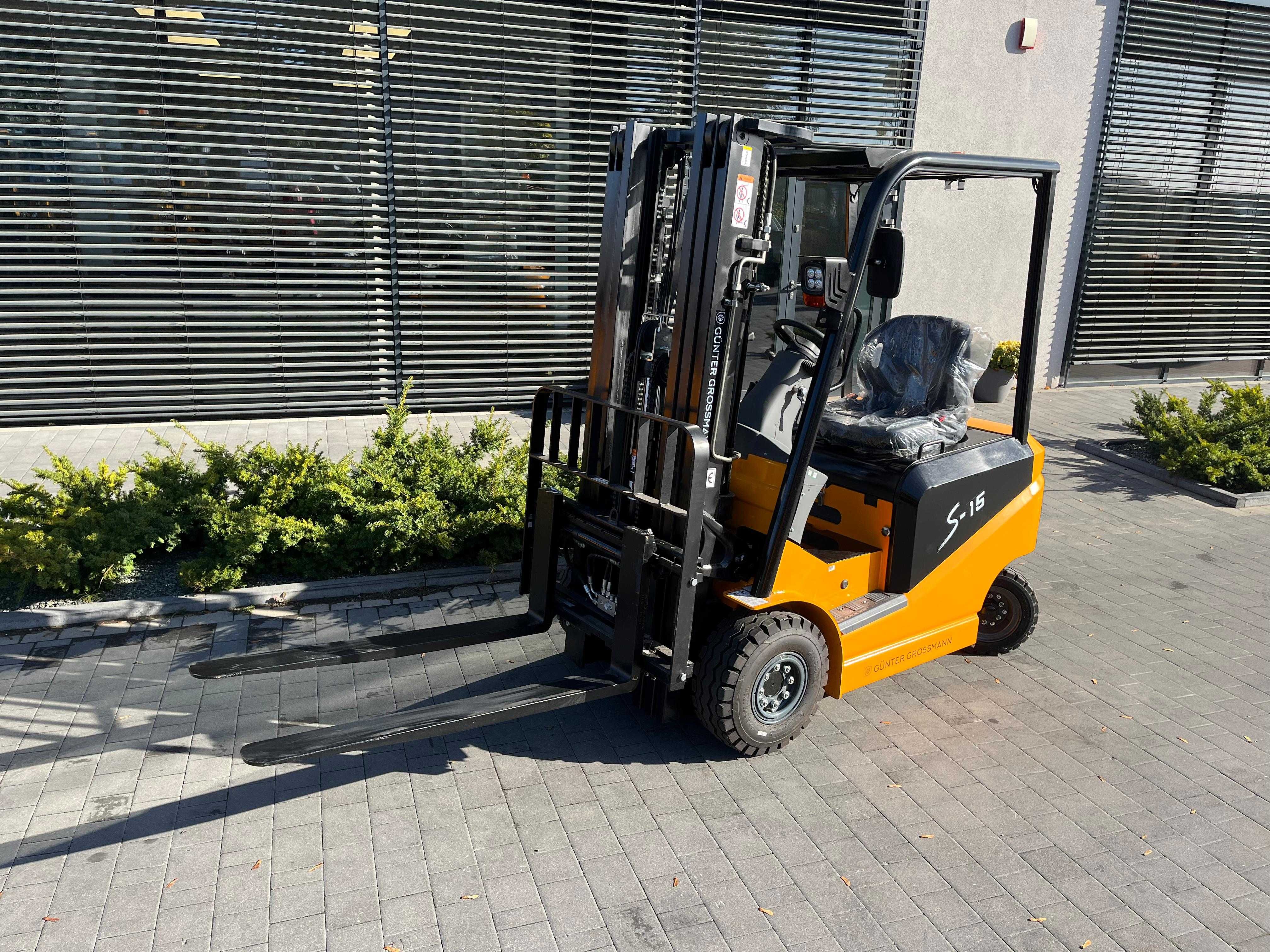Nowy wózek widłowy elektryk 1,5 tony triplex Gunter Grossmann
