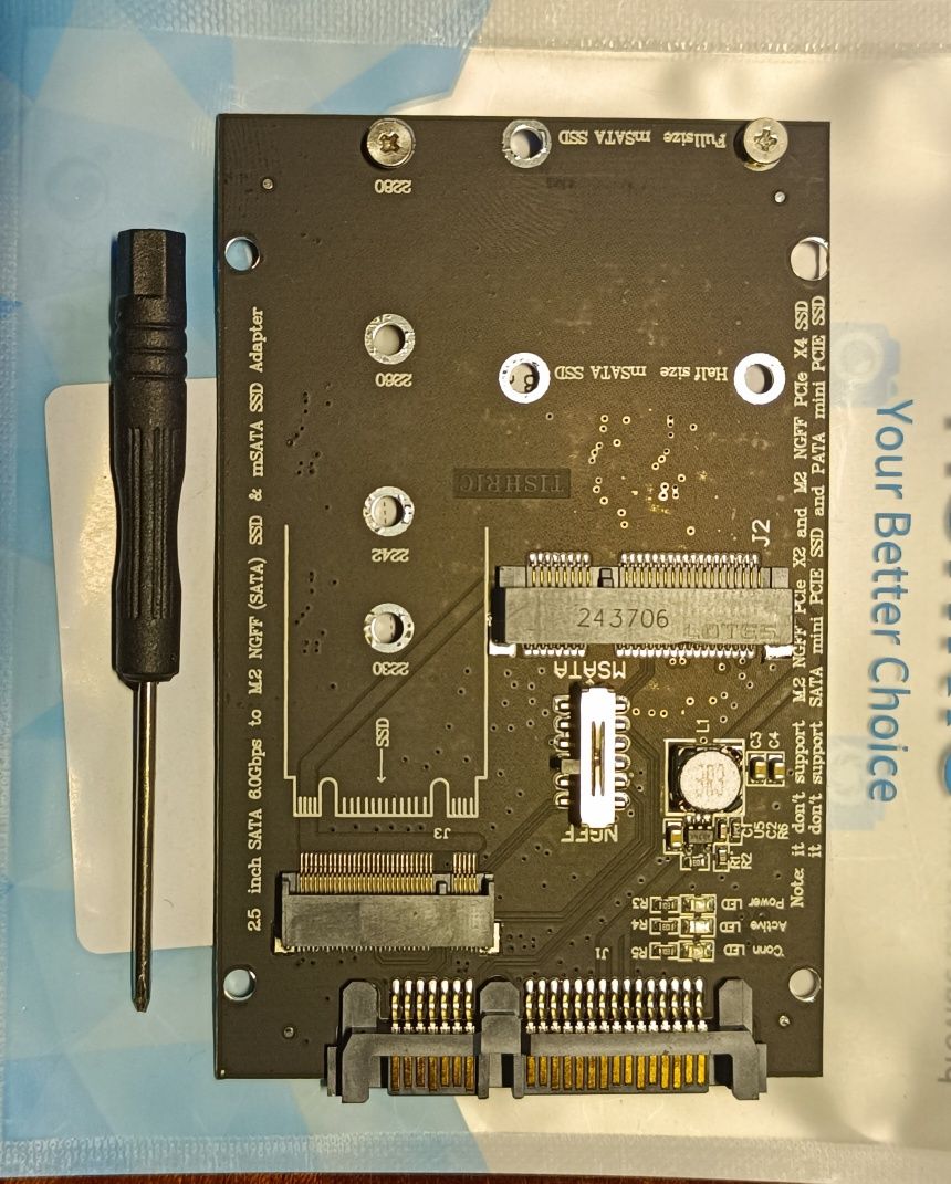 Переходник для SSD M.2 (NGFF) + msata to Sata