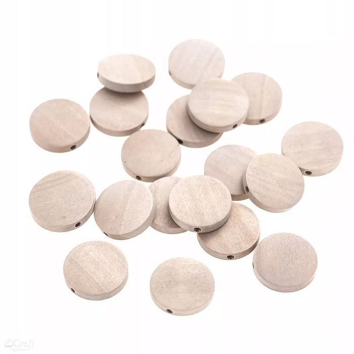 Koraliki Monetki Drewniane 20Mm 20Szt