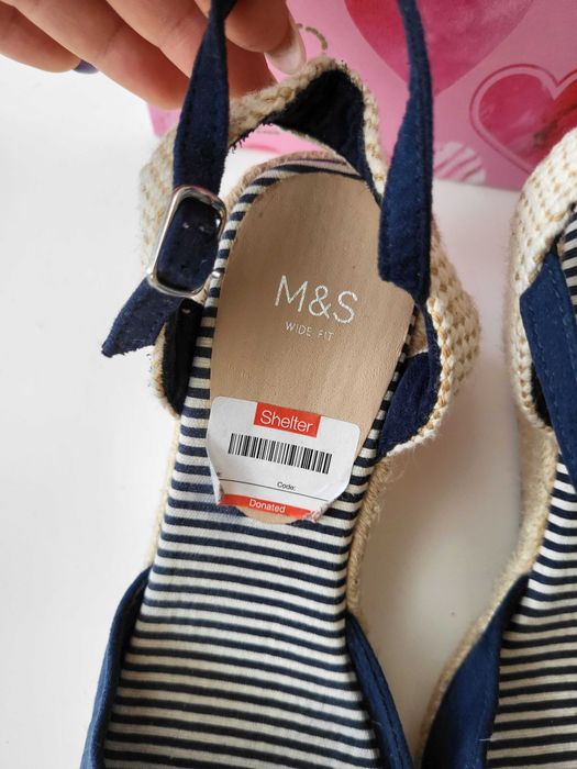 Buty espadryle sandały marynarskie granatowe na koturnie M&S 37