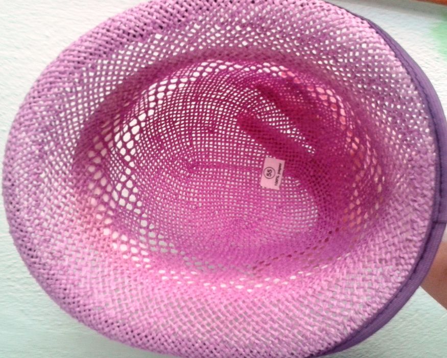 kapelusz słomkowy fioletowy z kokardą 55 nowy
