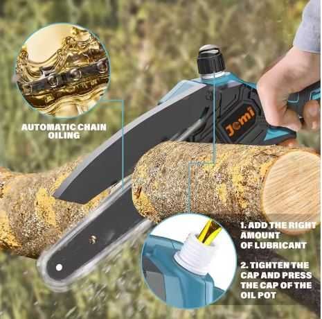 JemiTool 21V mini elektryczna piła łańcuchowa przenośna do przycinania