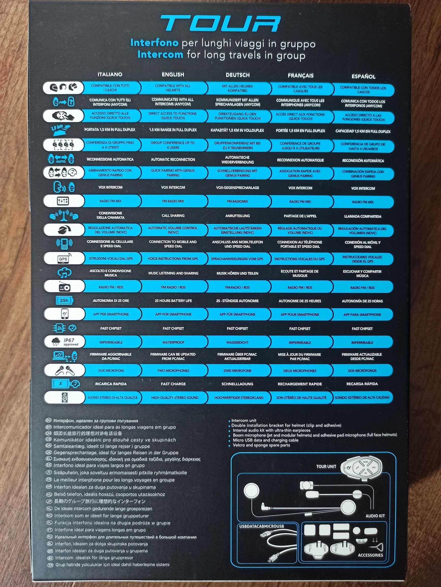 NOWY! Interkom INTERPHONE TOUR 1,5km 25h 4 osoby połączone