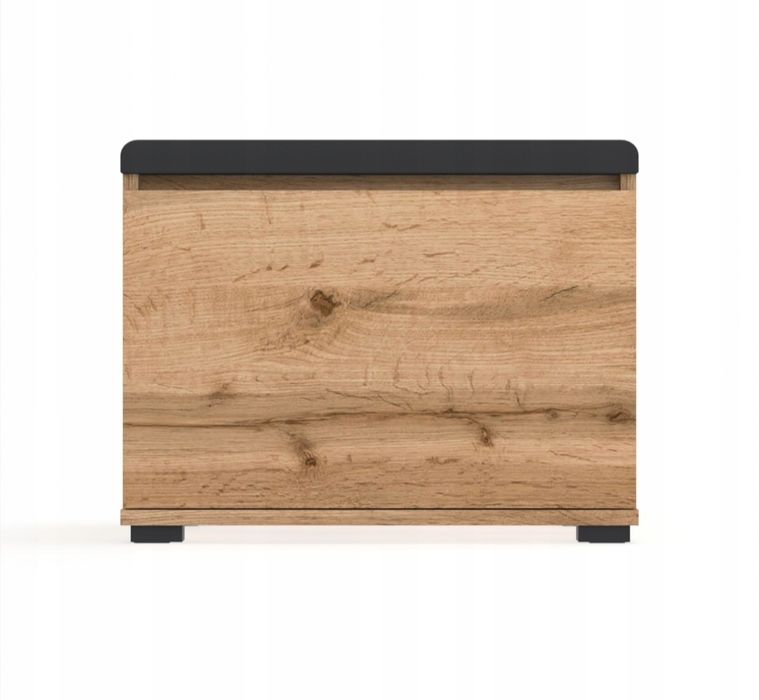 Szafka na buty VB50x30 czarne siedzisko schowek DĄB WOTAN złożona