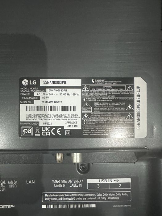 LG  55 cali Led 4k 120hz Nano883P