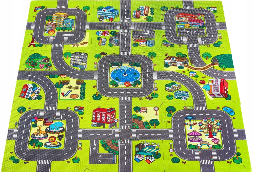 ULICA MATA PUZZLE DYWAN Dla Dzieci Mapa Miasta 9 szt