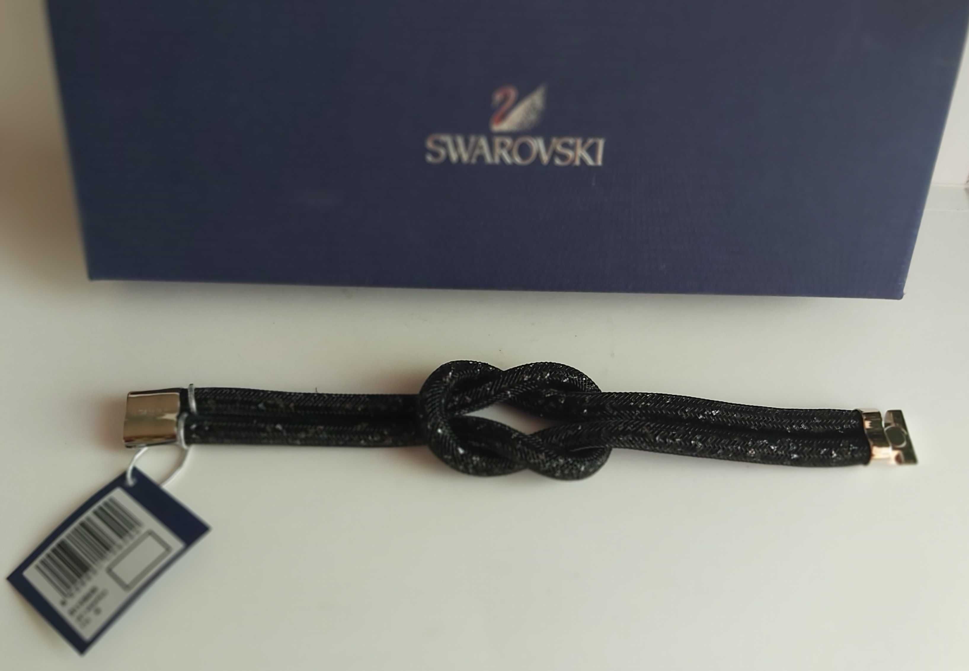 SWAROVSKI Stardust Knot Jet Black Hematite  bransoletka 19cm