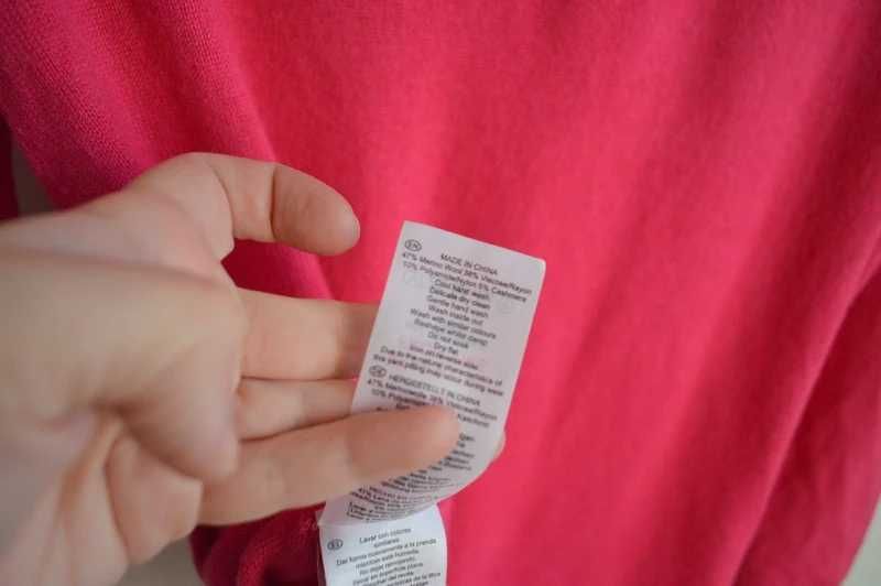 Hobbs merino wiskoza kaszmir sweter fuksja magenta S premium