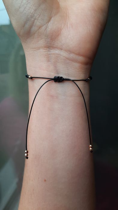 Bransoletka  czarny/różowy turmalinem, granat