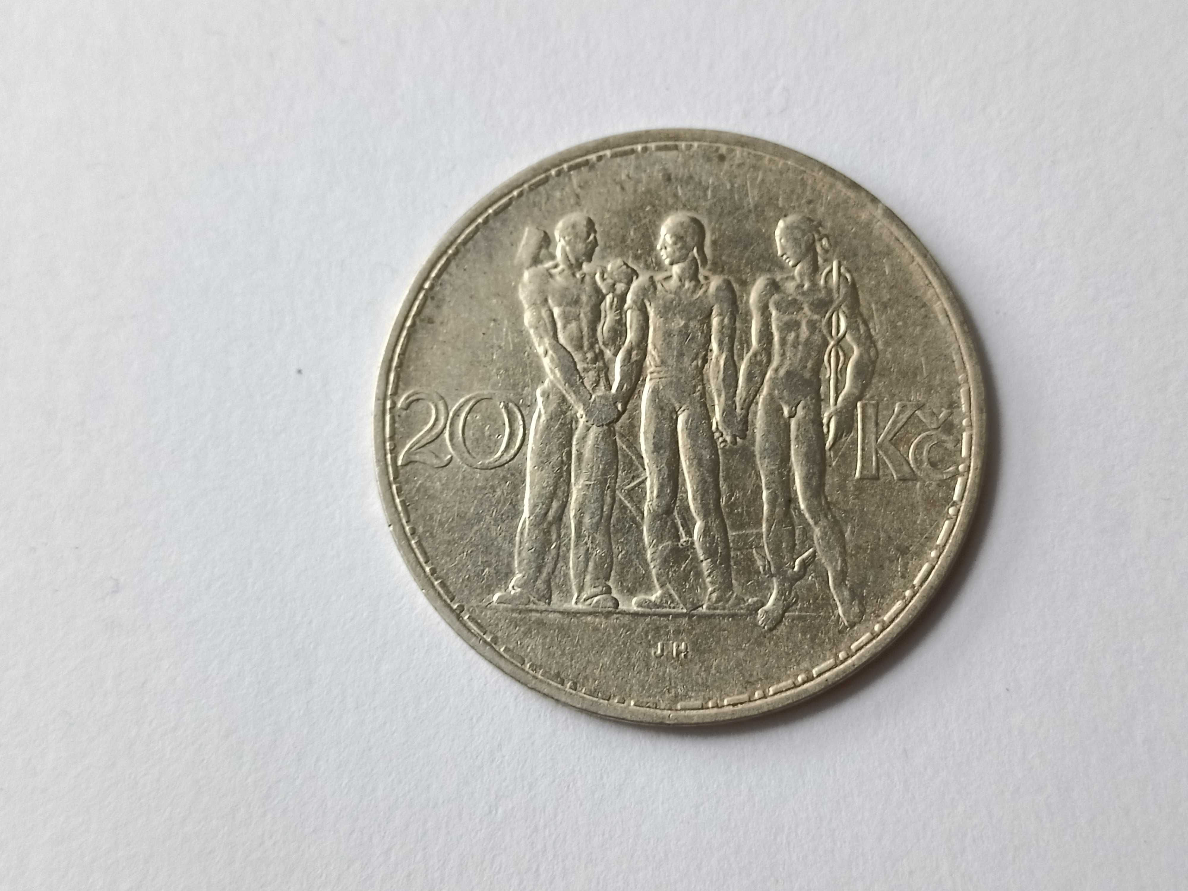 20 koron 1934 Czechosłowacja oryginał Srebro