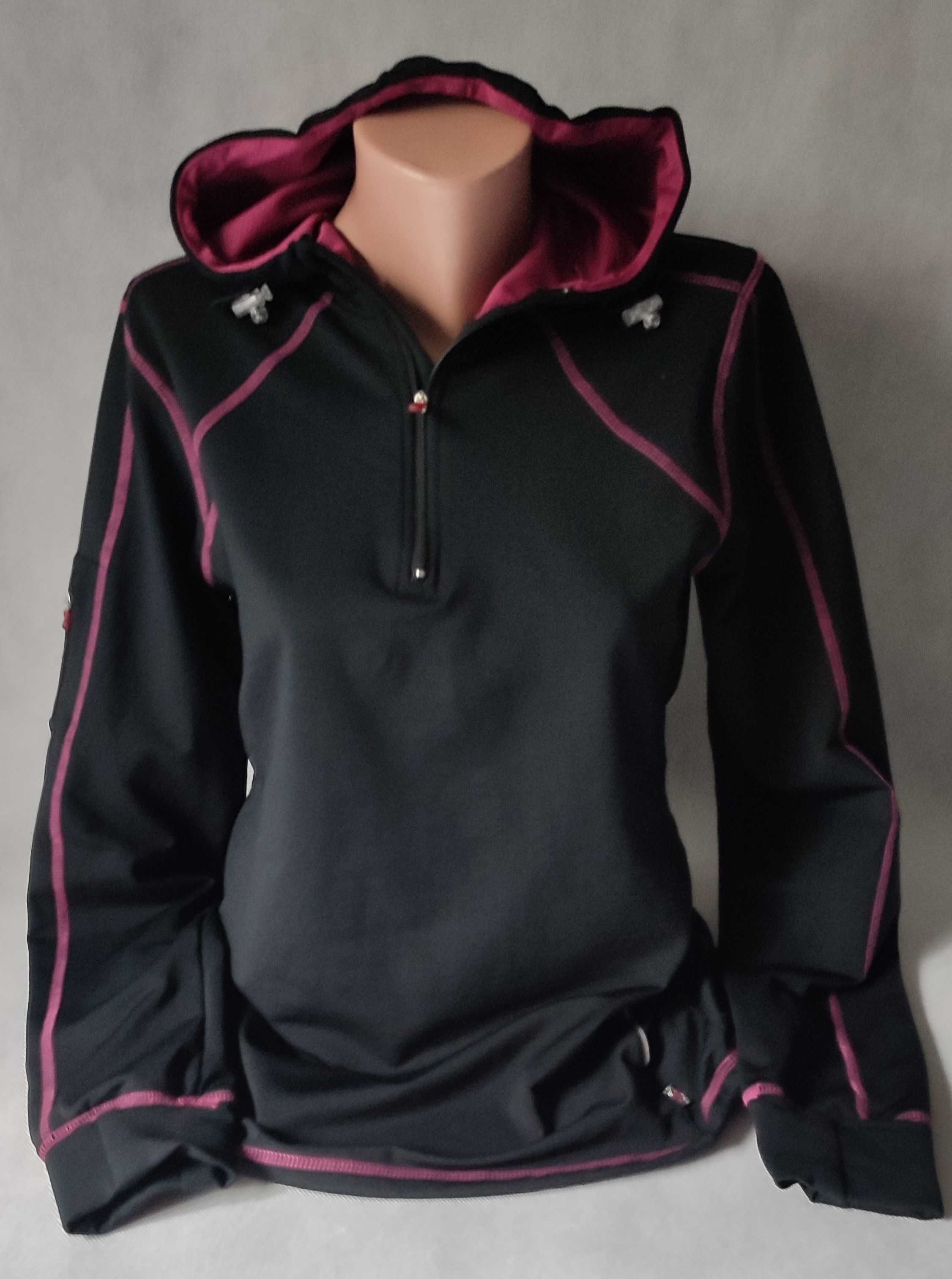 Sportowa bluza z kapturem dekolt na zamek damska sport fitness 36/38
