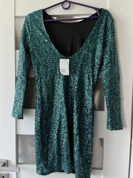Cekiny sylwester boska sukienka. H&M 36/38 Nowa S/M