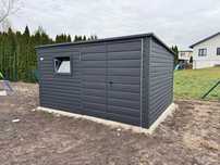 Garaż blaszany/schowek ogrodowy 3.2x2m, grafit, profil ocynk