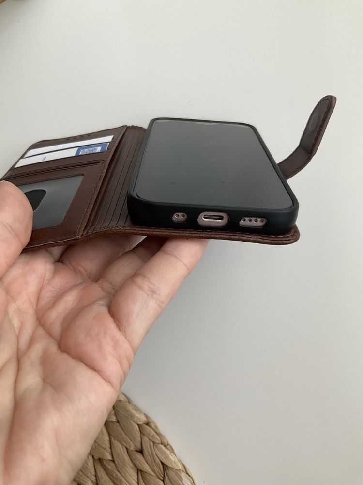 Skórzane etui case z klapką skóra leather iPhone 13 mini