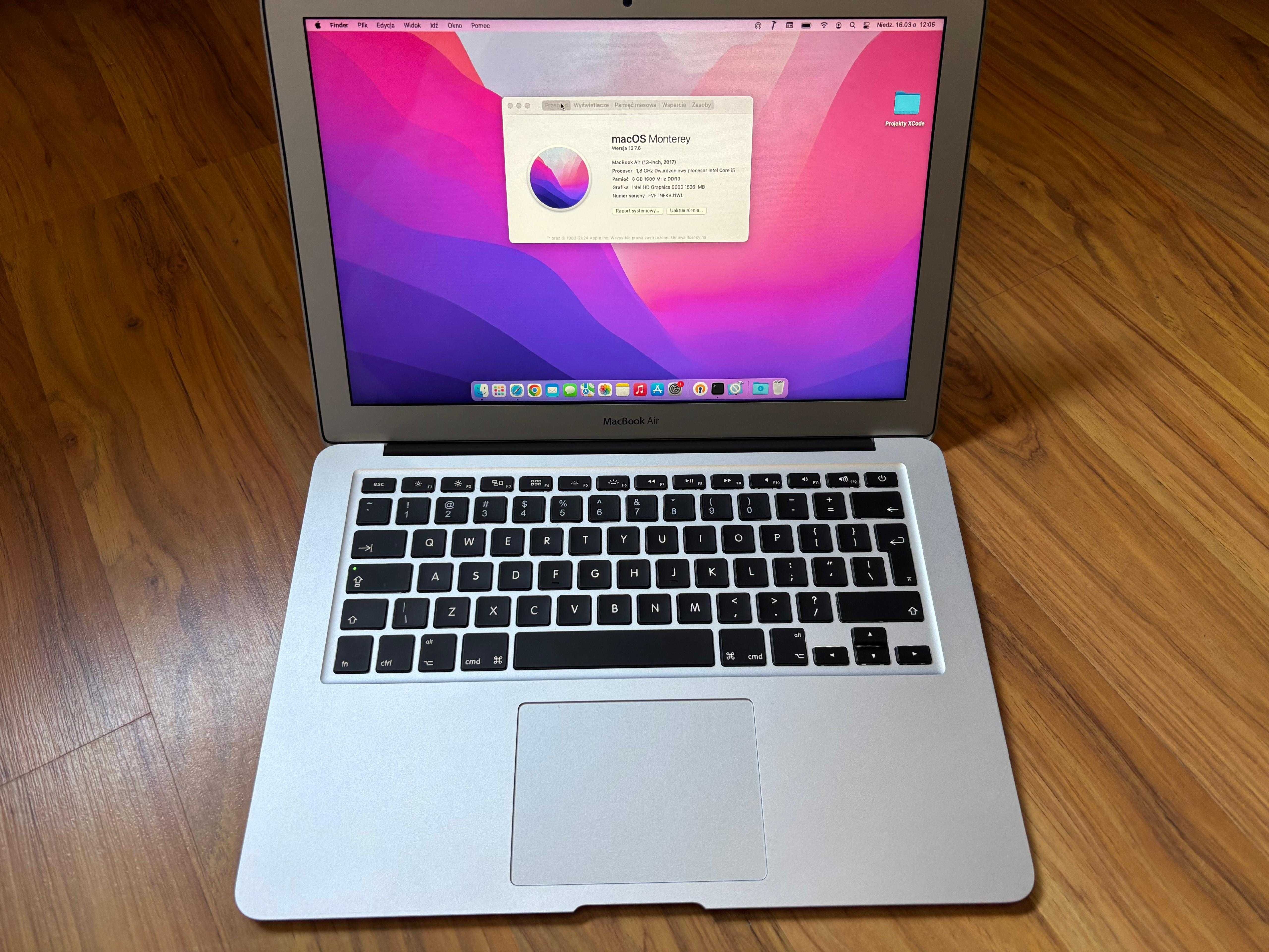 Apple MacBook Air 2017, 256GB SSD 76cykle ładowania !!!