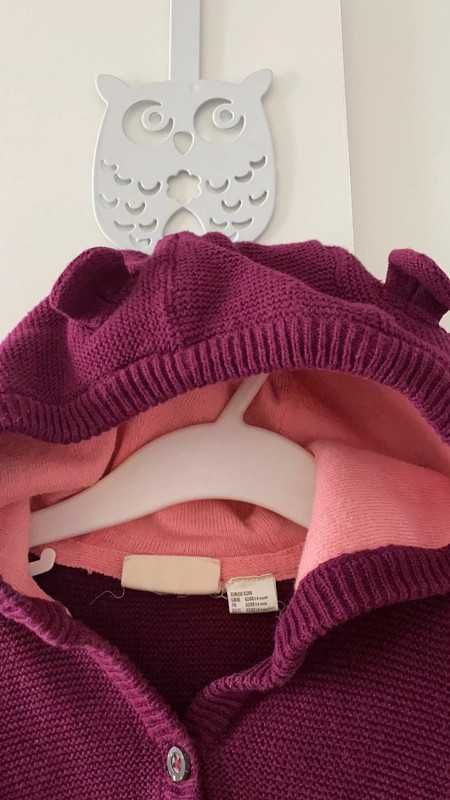 Sweterek zapinany na guziki bordowy Lupilu 62/68 uszka